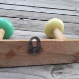 Vintage wall coat rack - Wood and plastic - 1970s