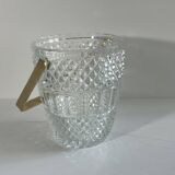 Vintage gold cast glass ice bucket.