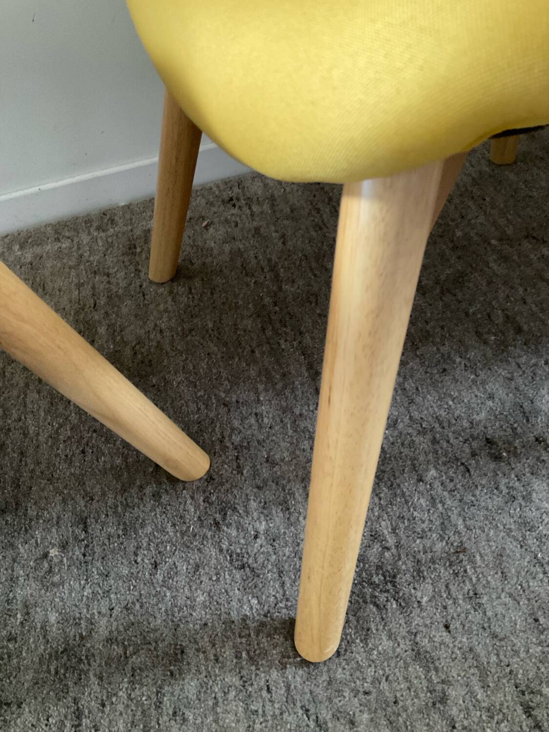 Armchair and ottoman set in beech and yellow fabric