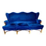 3 seater blue velvet sofa