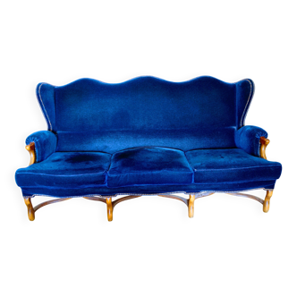 3 seater blue velvet sofa