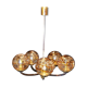 Mid 20th Century Amber Murano Glass Globe Textured,Chrome and Brass Chandelier, by Doria