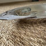 Art deco flat in silver metal 1930, antique silverware