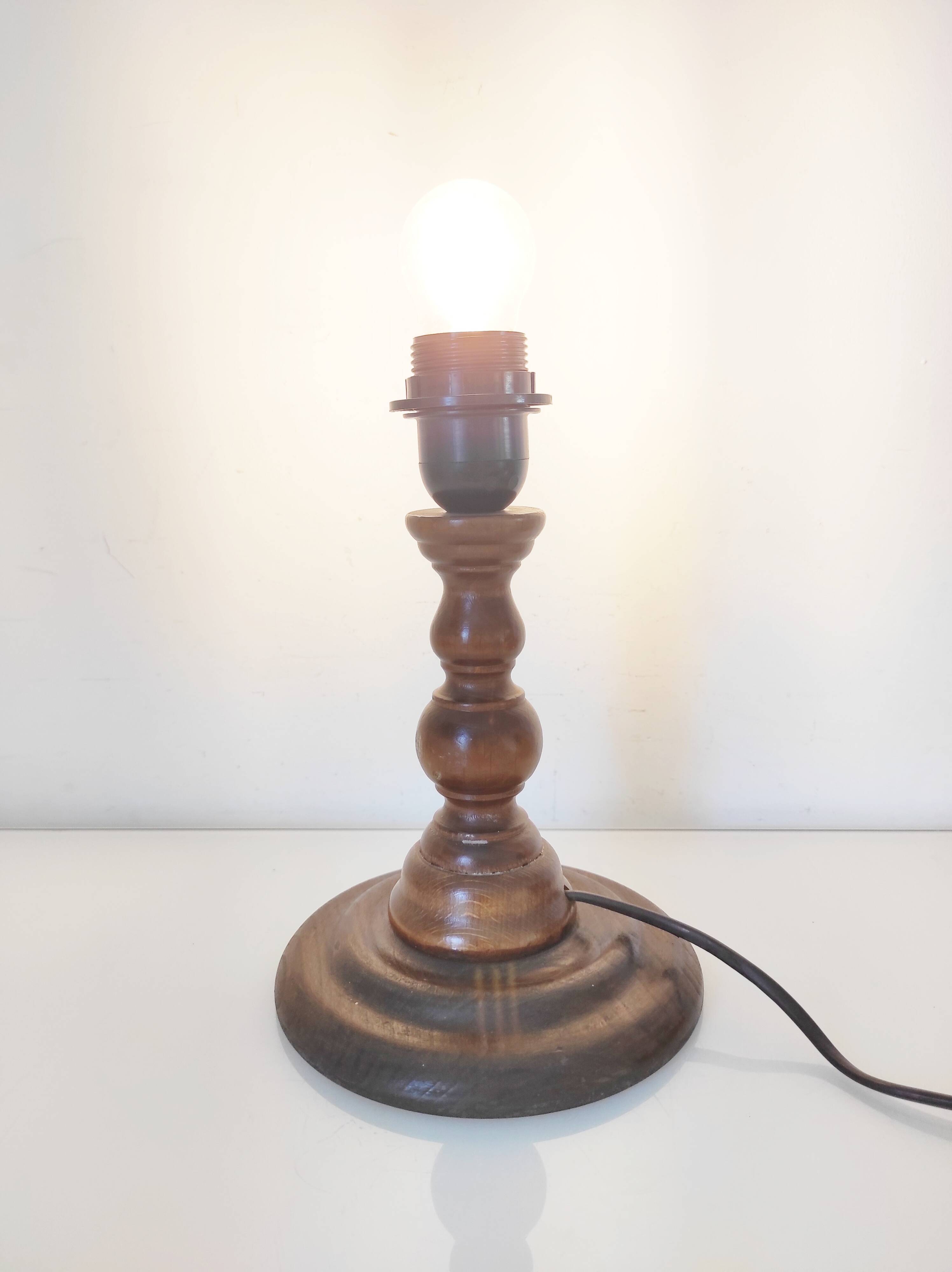 Turned wooden lamp base