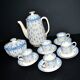 Antique Copeland English earthenware Fleur-de-lis coffee service, 19th century