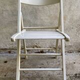 Extra folding chair / garden chair / vintage white lacquered solid wood office chair