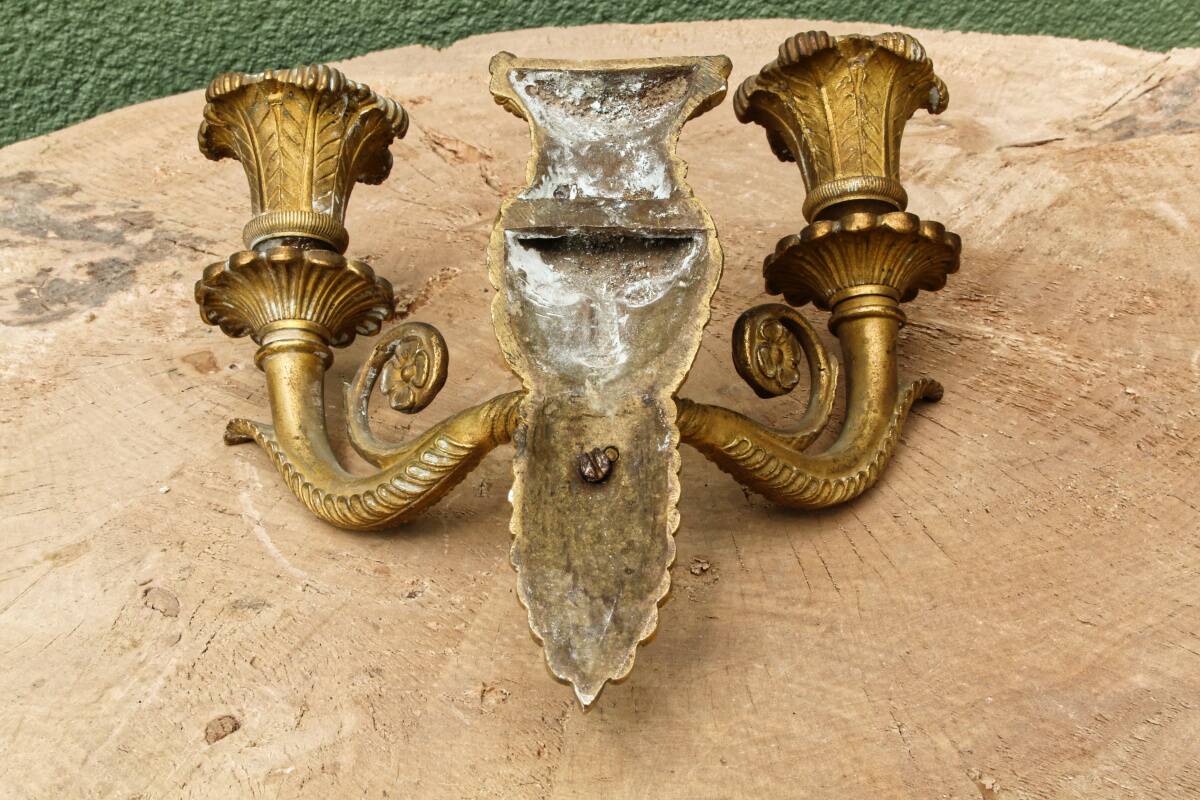 Paire d'appliques en bronze d'époque Empire