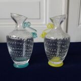 Pair of small Murano glass cruet vases