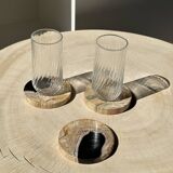 Set of 3 fossilized wood coasters (clear)