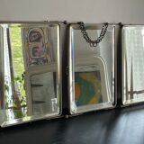 Vintage barber's triptych mirror, 1950s