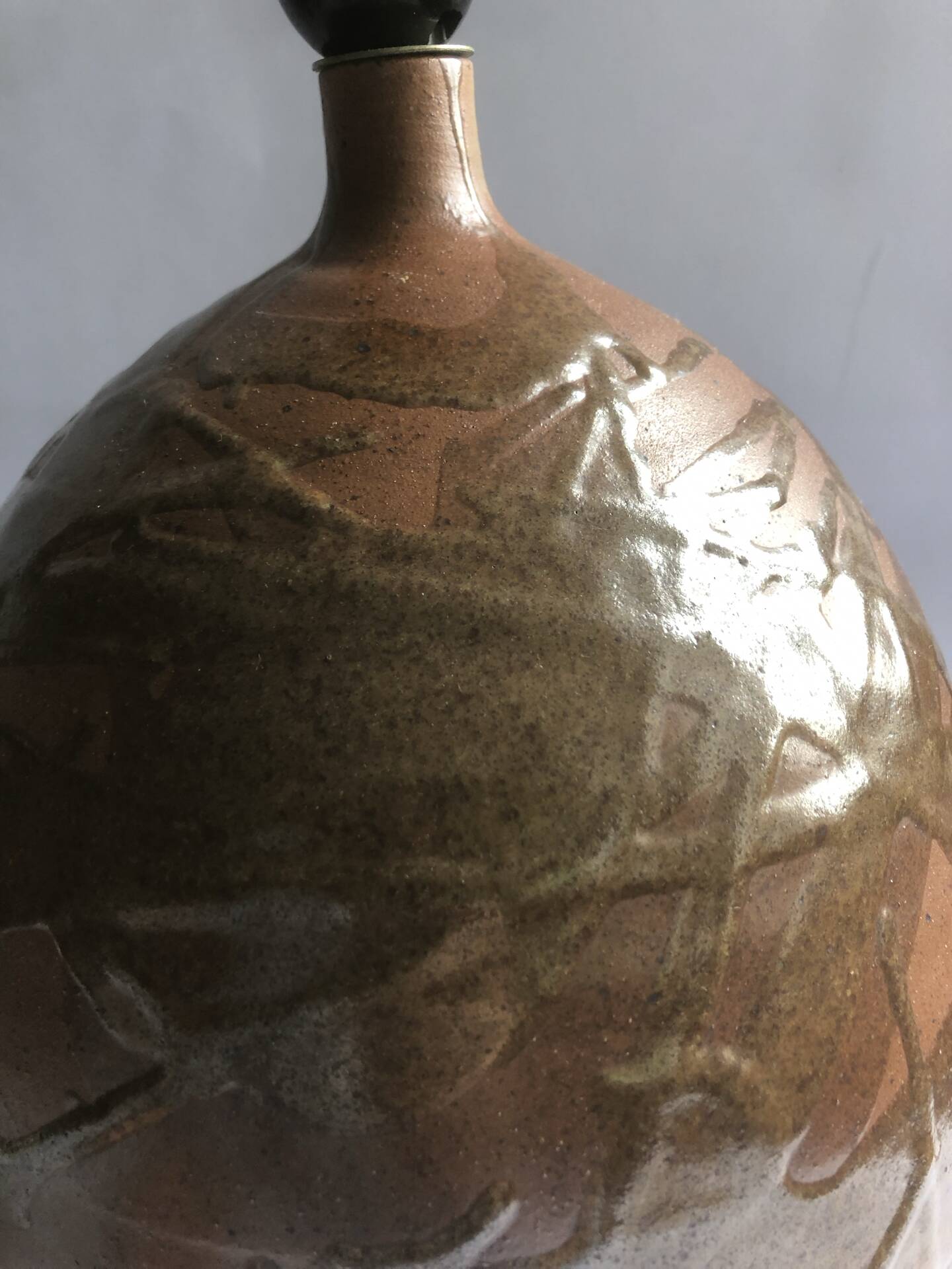 Salt-glazed stoneware lamp base from the workshop "Les Cyclades"