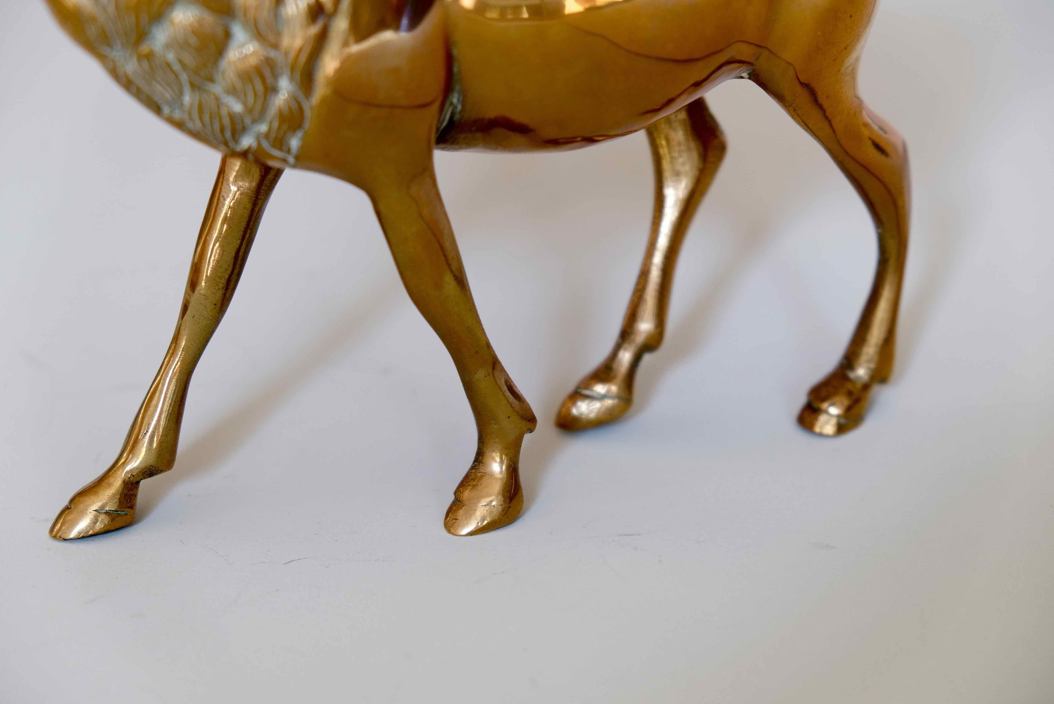 Vintage solid brass stag from the 1950s
