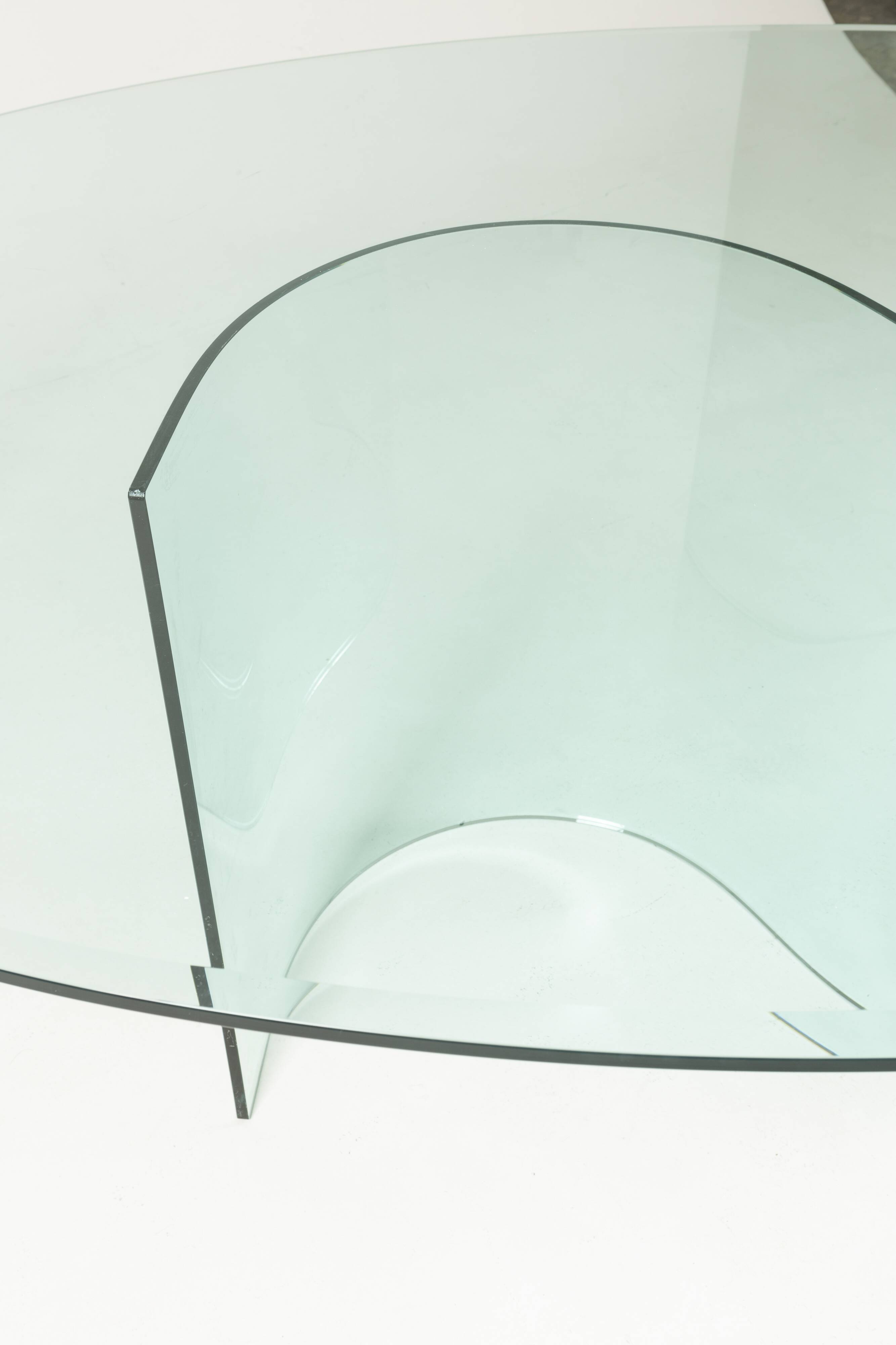 Vintage glass dining table, 1980s