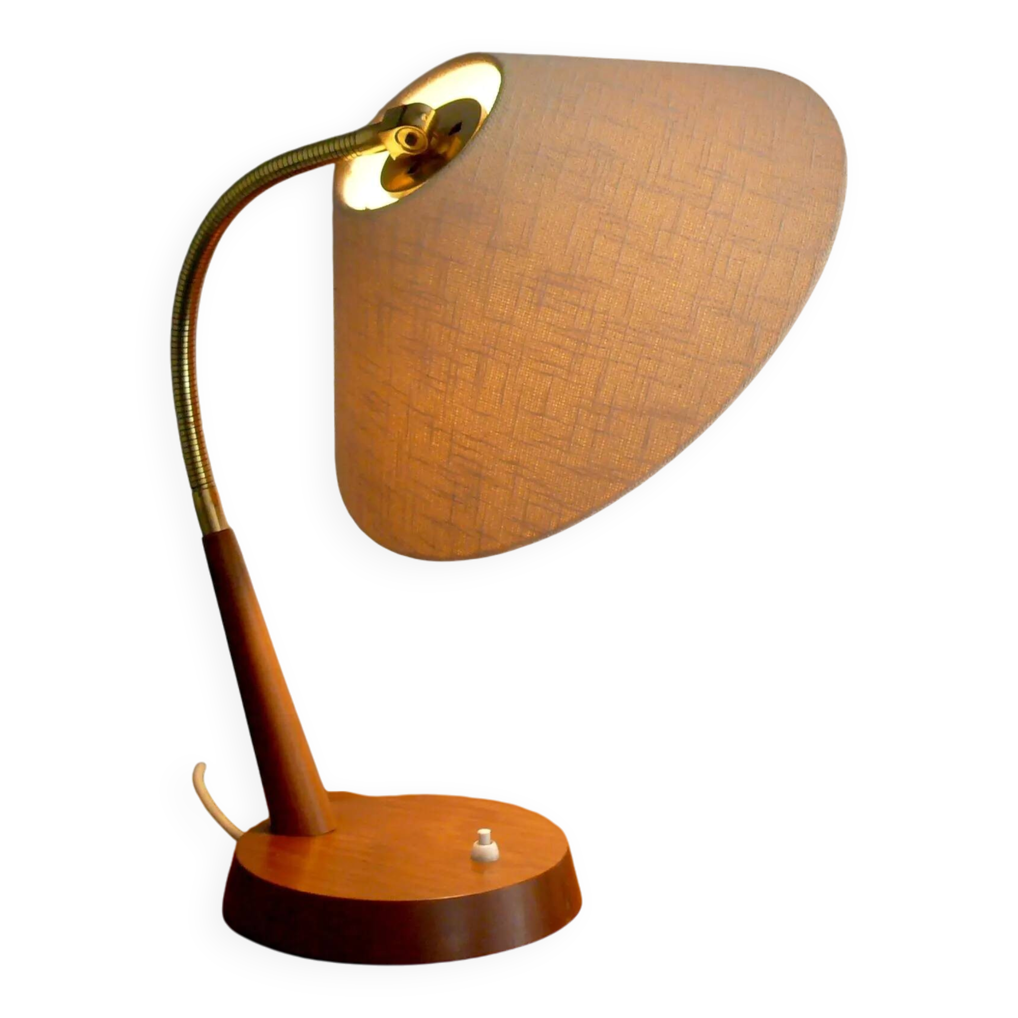 Mid Century Table Lamp by Temde, - Wood, Textile Shade