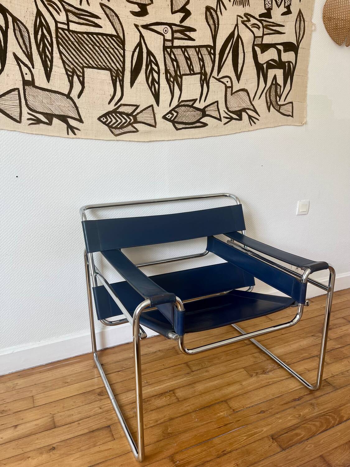 Wassily armchair by Marcel Breuer, midnight blue, Italian edition