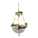 Lustre ancien en bronze dore empire col de cygne