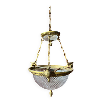 Antique gilt bronze empire swan neck chandelier