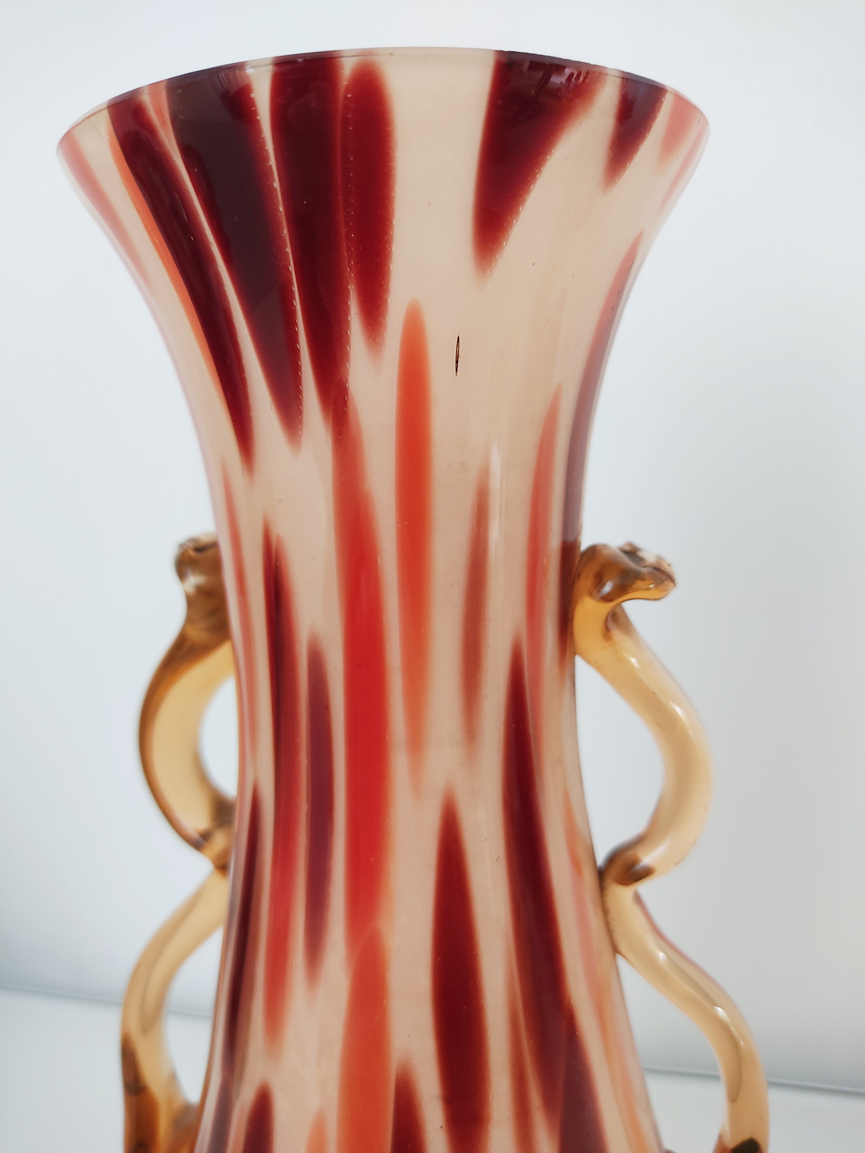 Vase verre tacheté verrerie de Scailmont début 20e