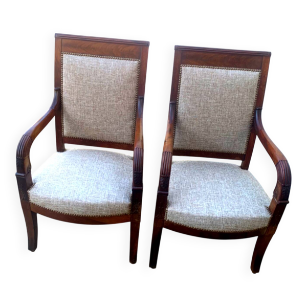Paire de fauteuils d’époque directoire en acajou
