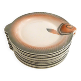 Set de 12 assiettes Poissons Digoin Sarreguemines