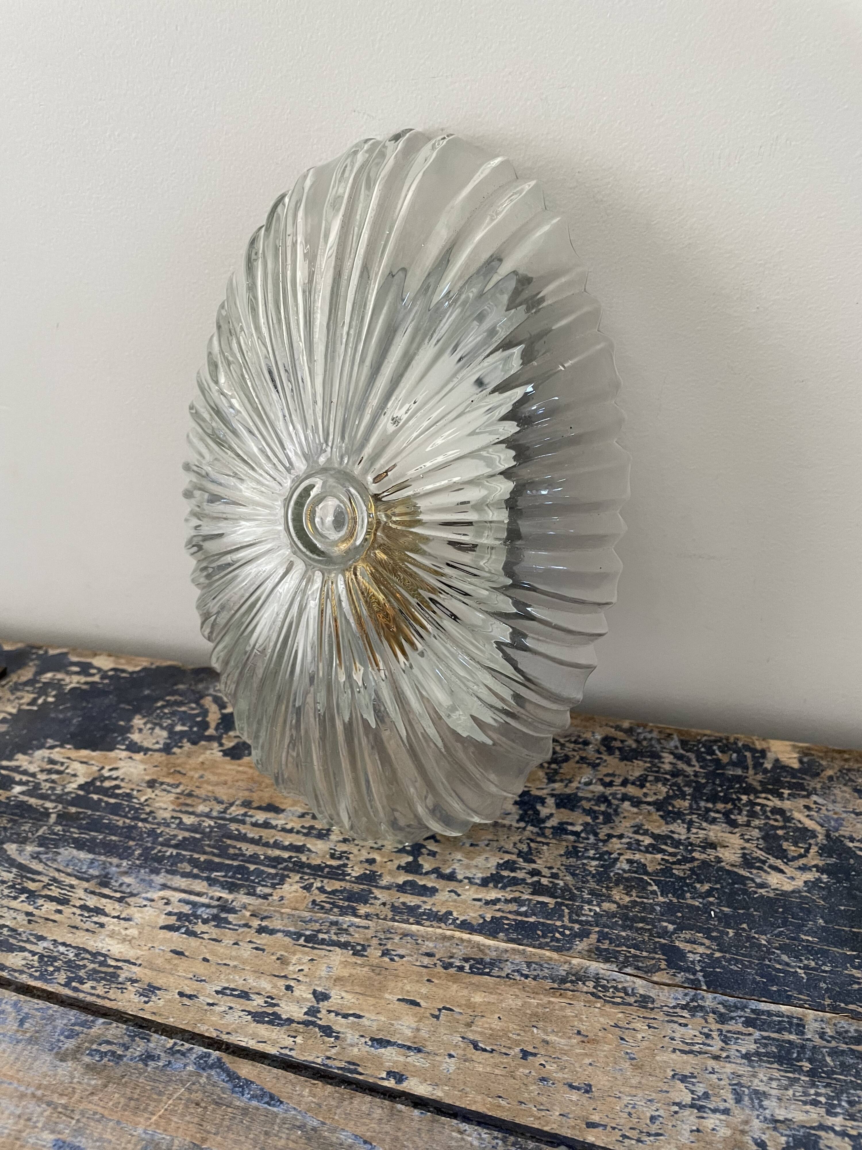 Vintage pebble wall lamp in chiseled glass corrugated shape