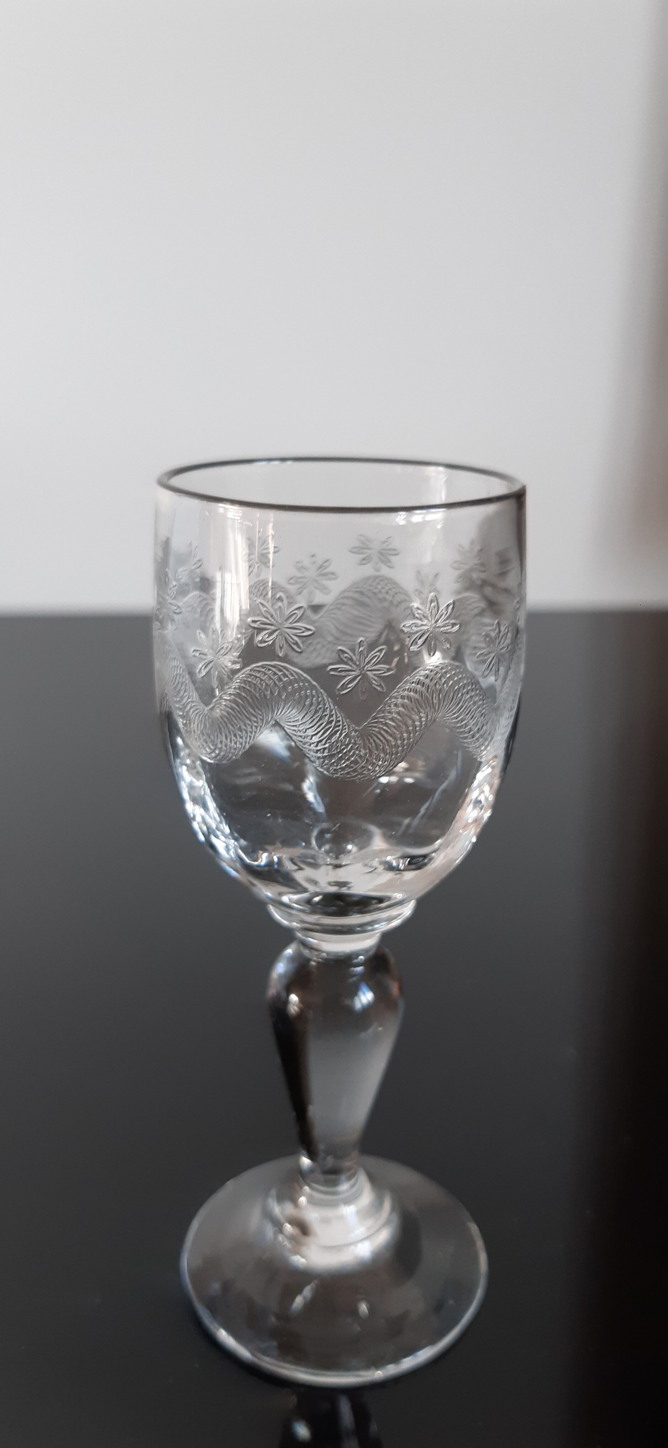 Set of 4 small shot glasses molded glass early twentieth century