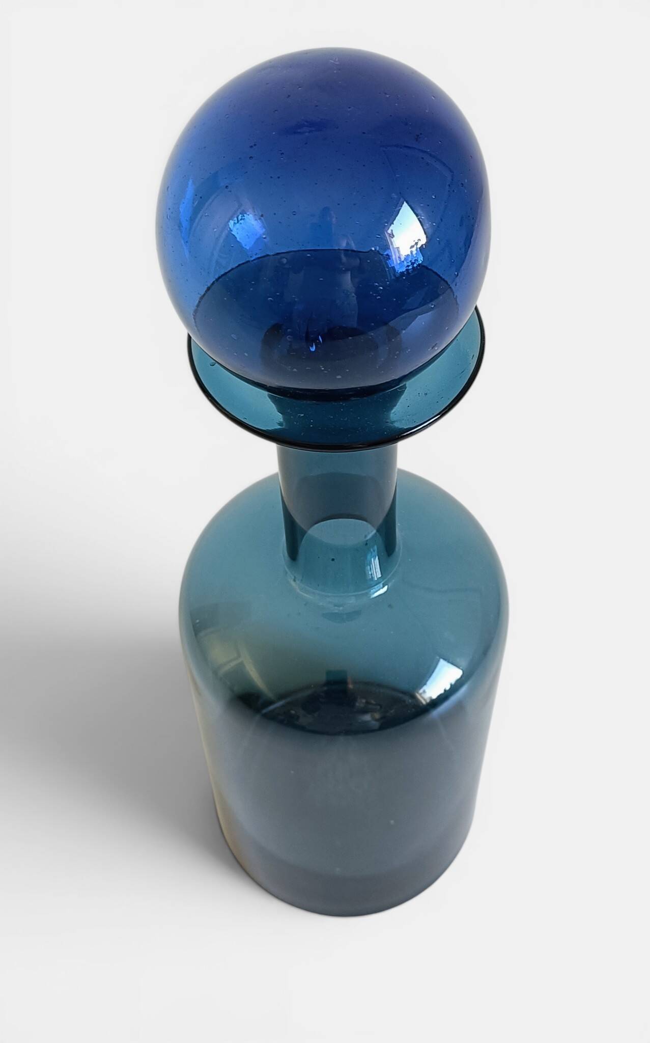 Scandinavia Modern Otto Bauer for Holmegaard Blue Glass Bottle Decanter