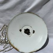 Vintage industrial lamp, green and black enamelled metal.
