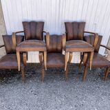 5 bridge armchairs in art deco leather