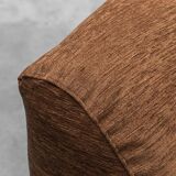 Modular 2-seater sofa in brown fabric, 1970s vintage modernism