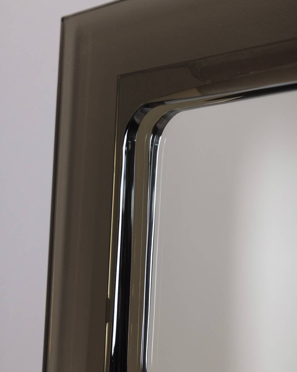Vintage 1970s wall mirror in smoked glass, Italian design