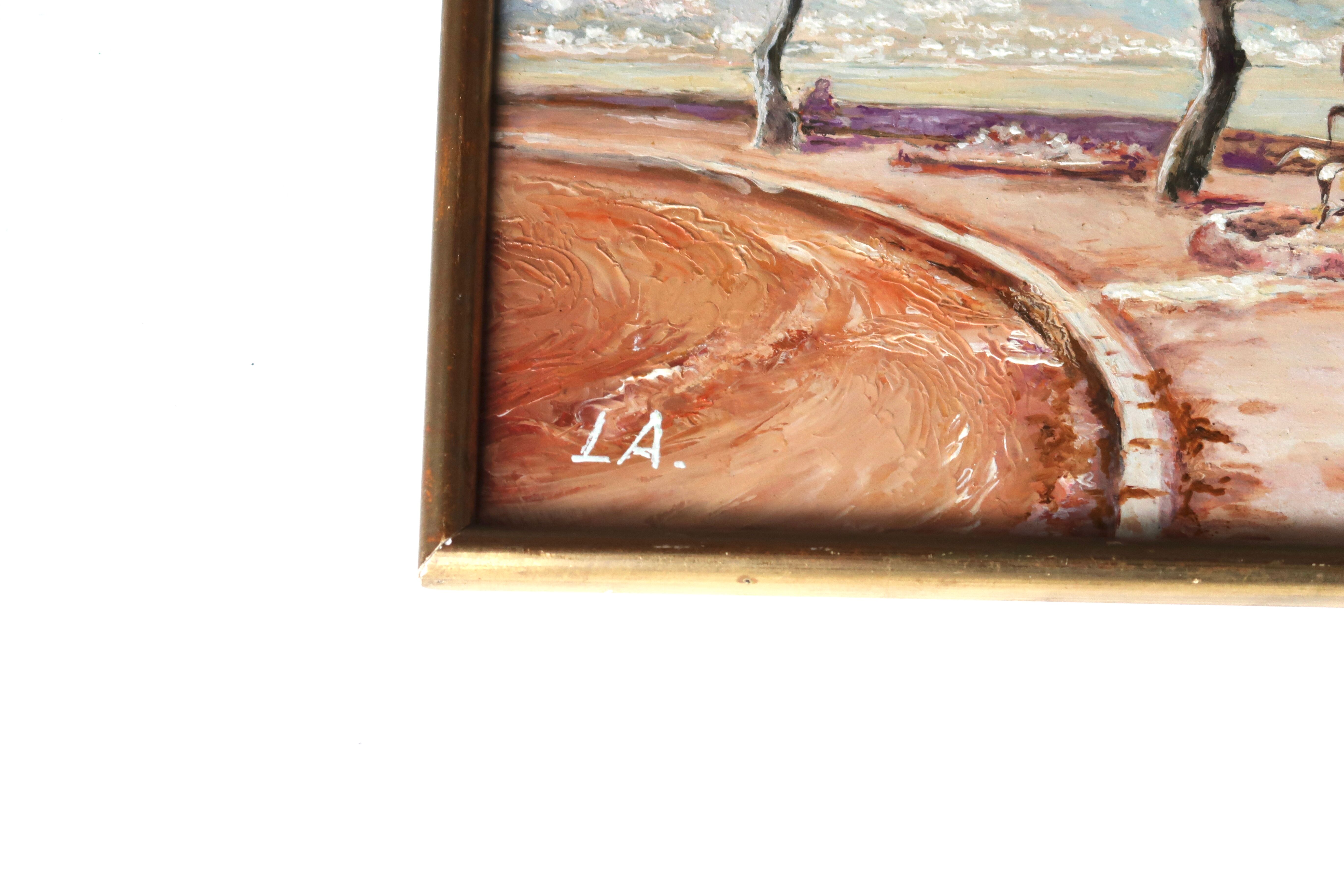 Painting, seascape painting signed LA, 70s