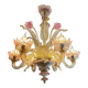 Venetian glass chandelier with pink and gold floral decoration – 6 lights