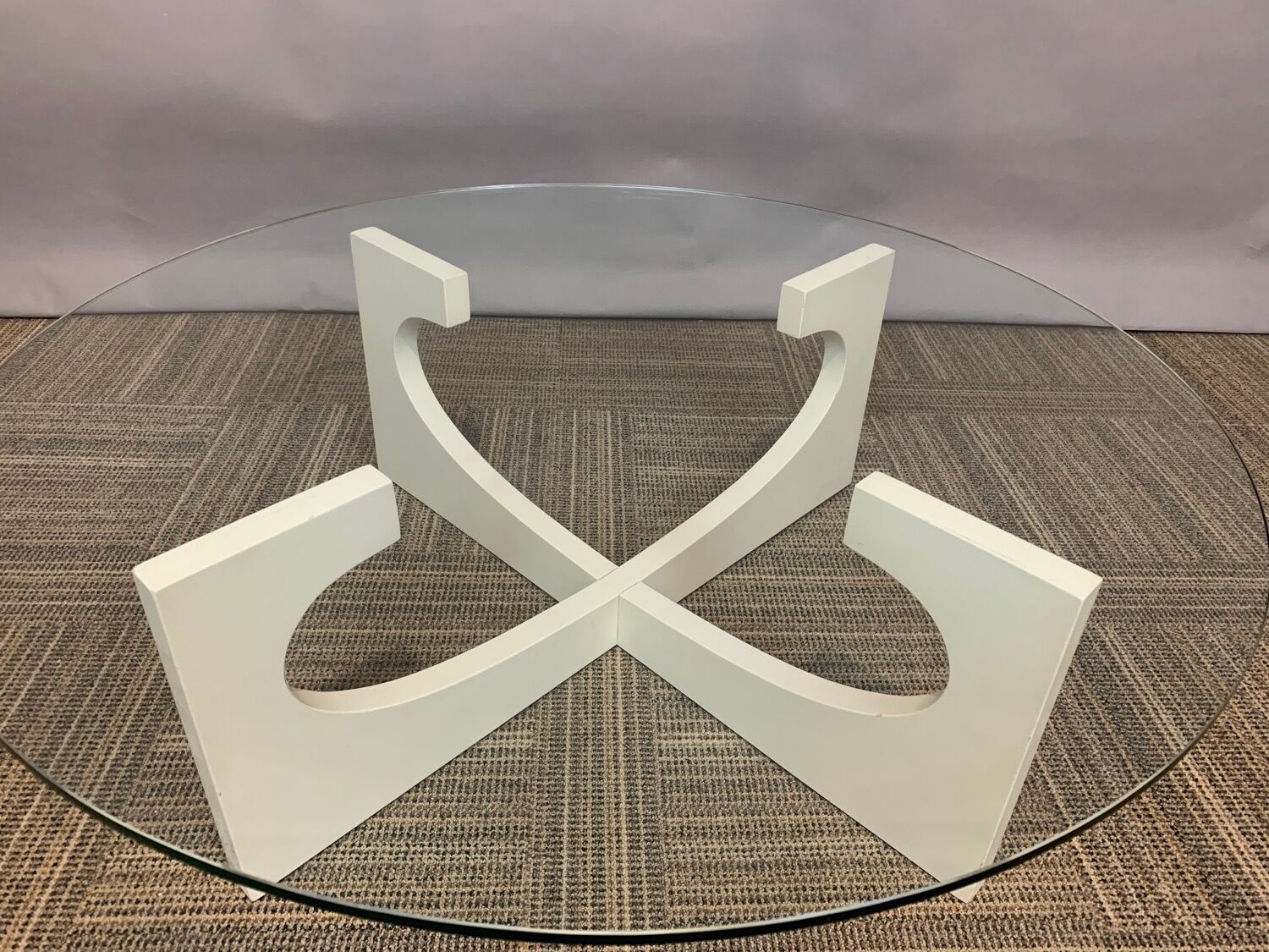 Vintage 1970s Circular Glass Coffee Table