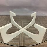 Vintage 1970s Circular Glass Coffee Table