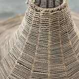 Large lampshade made of woven ropes.