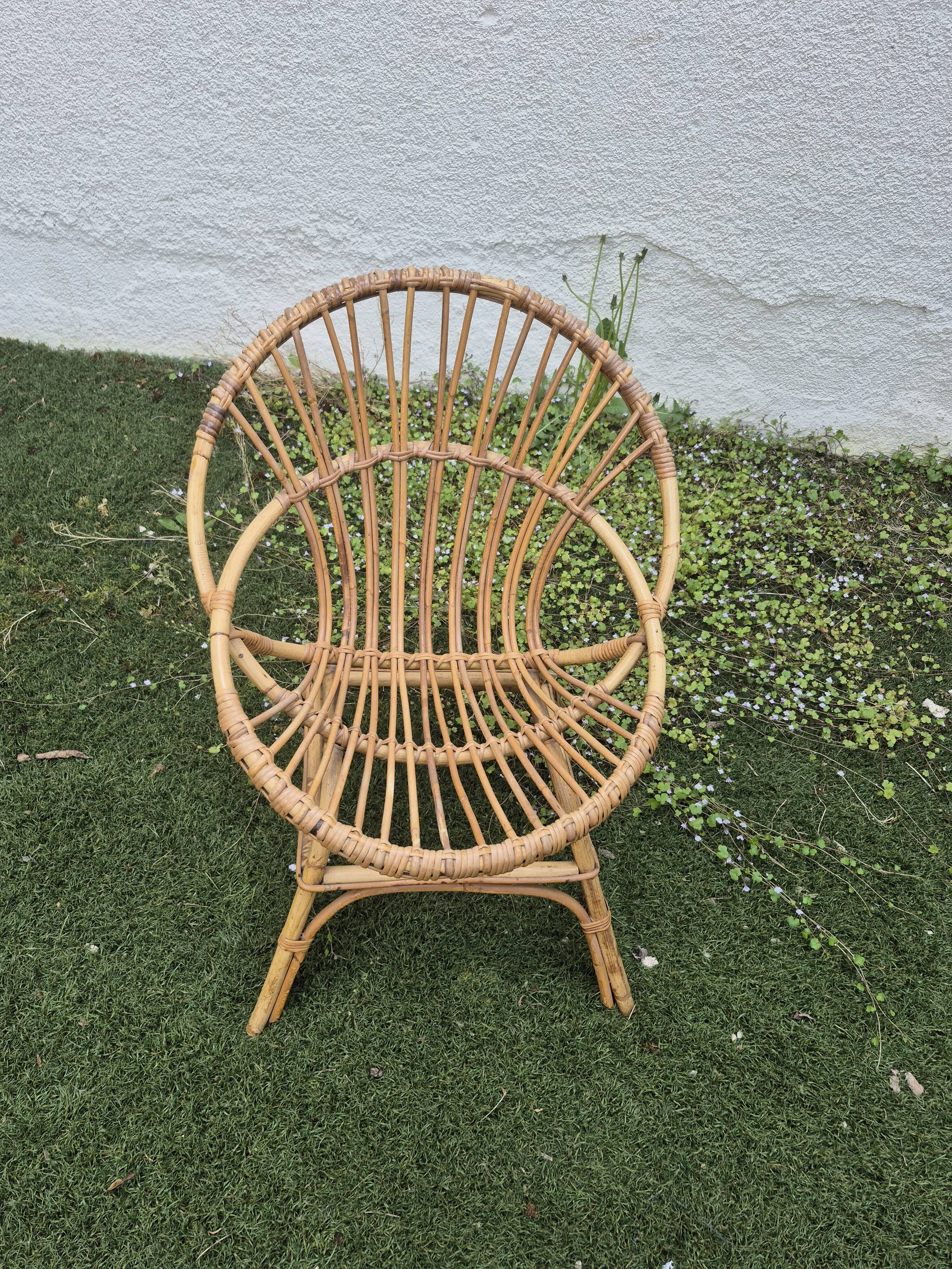 Small rattan armchair from the 60s