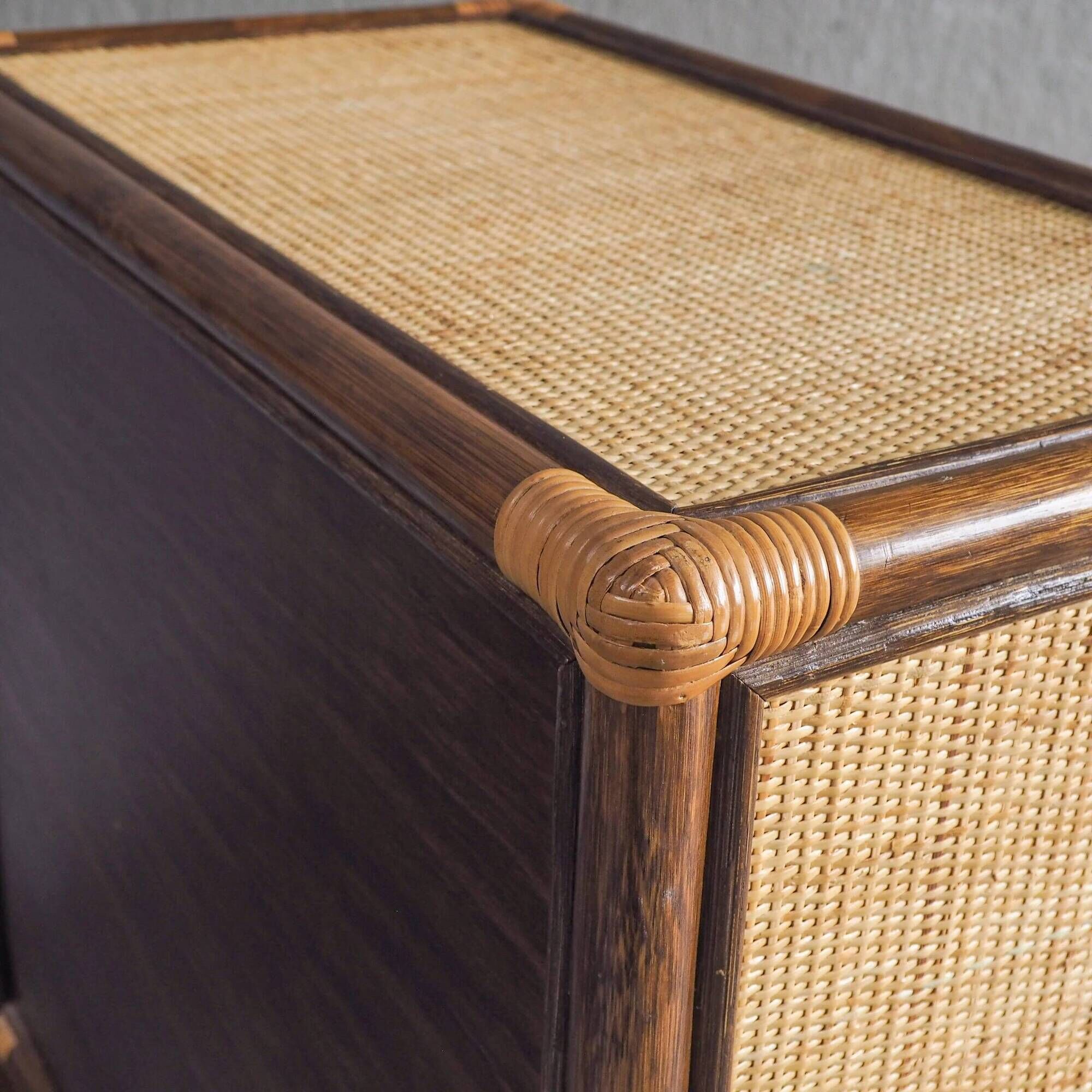 Vintage rattan & woven cane cabinet
