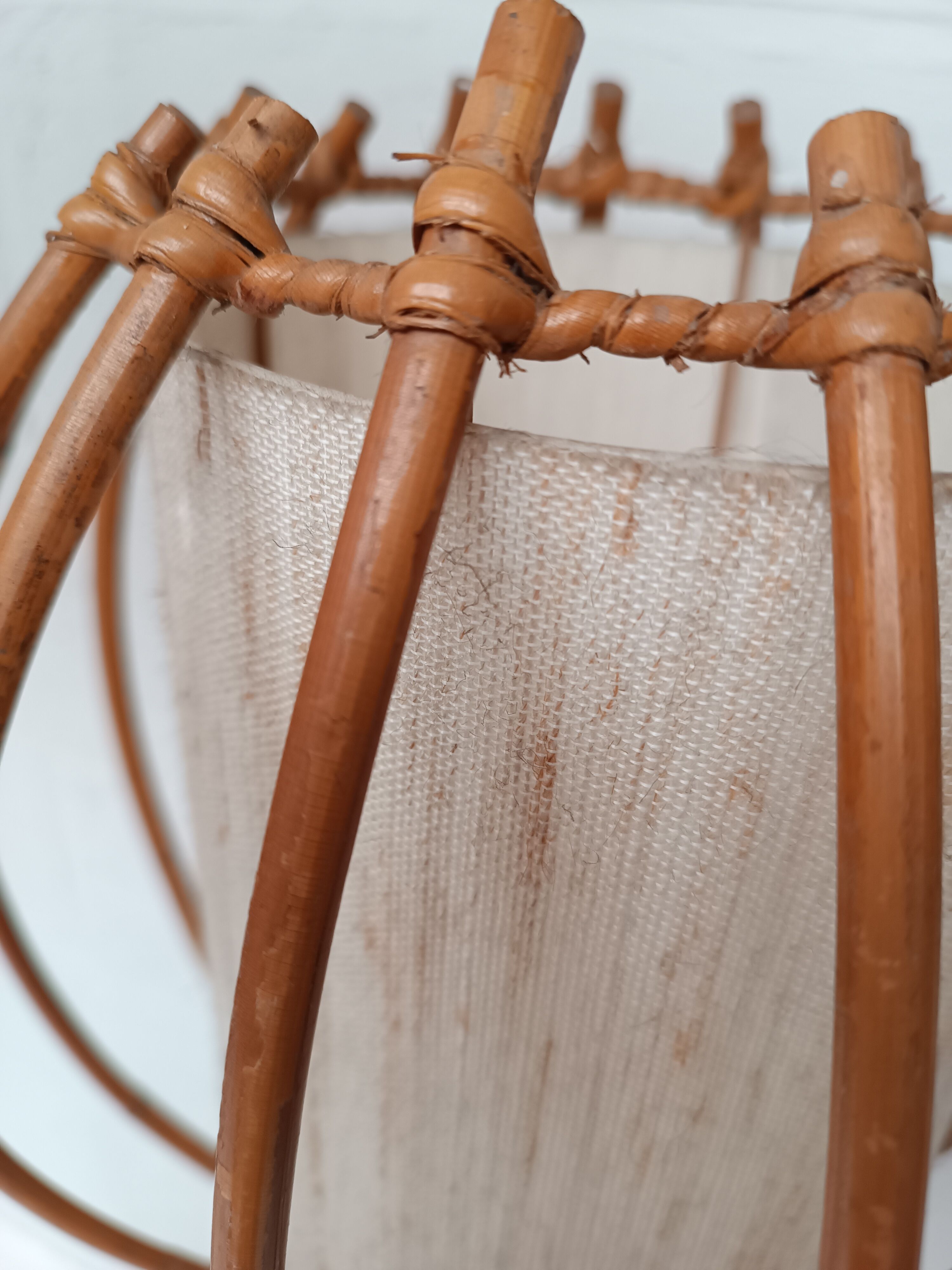 Bamboo and rattan floor lamp 2 fires 60s