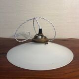 White opaline suspension with brass hook