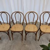 Set of 4 Vintage Thonet Style Dining Chairs: Bentwood Cane Seat, 1970s Bist