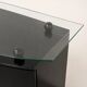 Buffet postmoderne en laque noire avec plateau en verre sur pieds boule