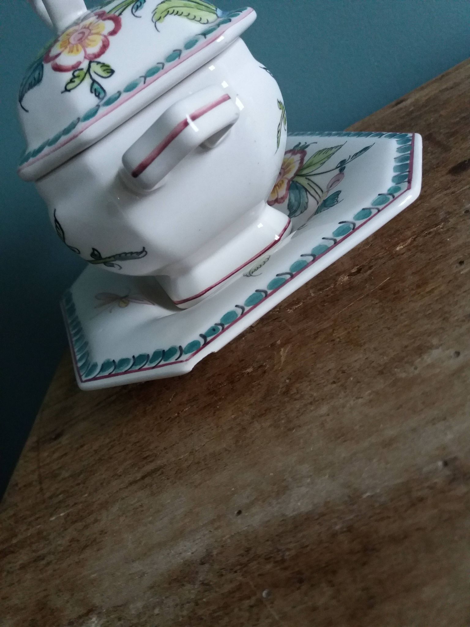Sugar or mustard bowl Anfora Agueda hand painted ceramic Portugal
