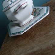 Sugar or mustard bowl Anfora Agueda hand painted ceramic Portugal
