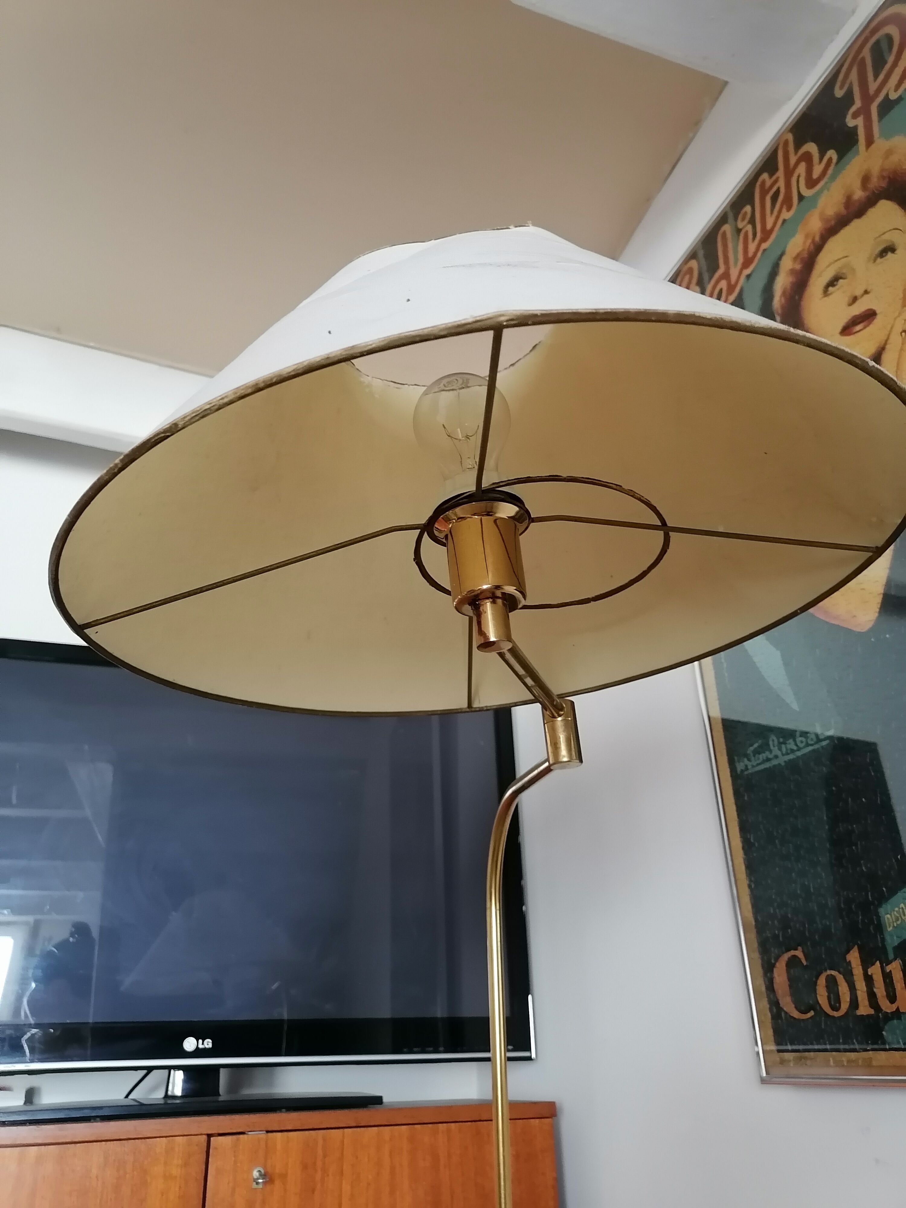 Brass floor lamp column adjustable e-reader art deco style
