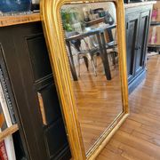 Old Louis Phillipe mercury mirror in gilded stucco with leaf
