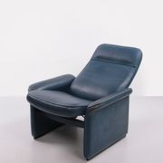De Sede DS 50 Relax armchair with Hocker leather Petrol colour, 1980 Switzerland