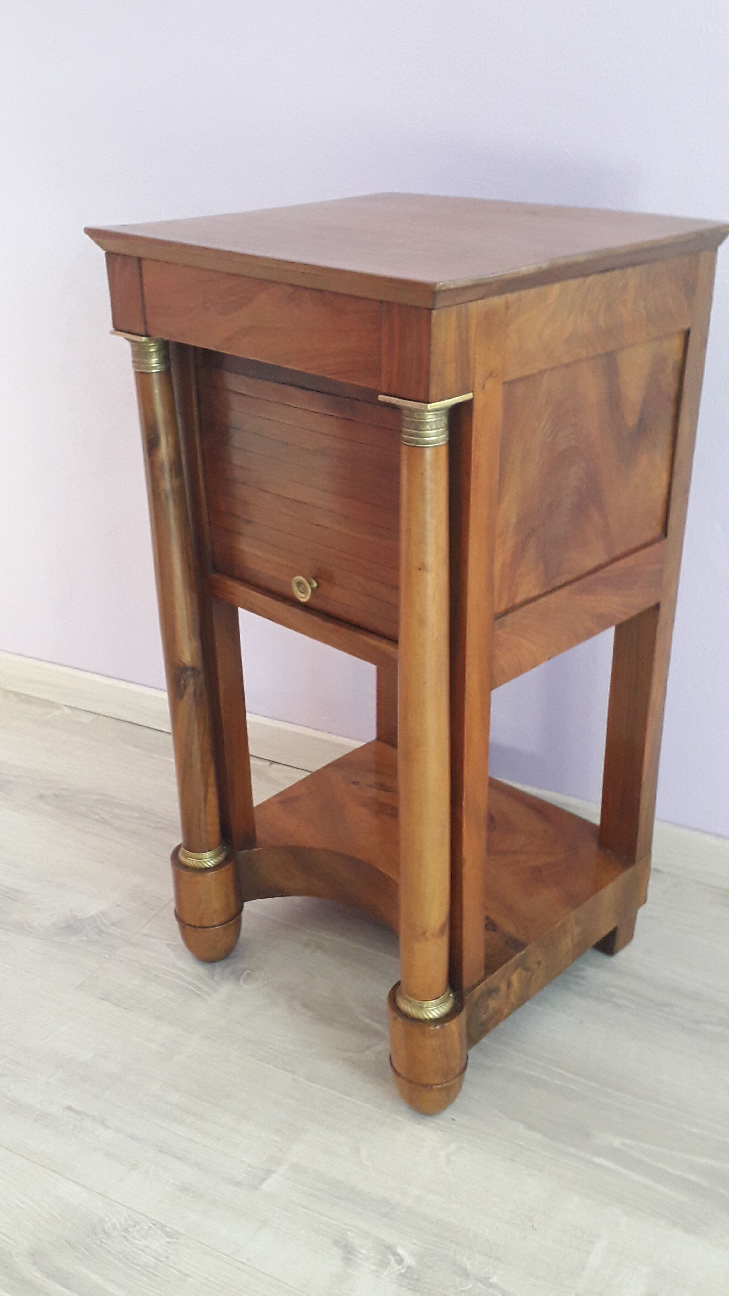 Empire period bedside table in solid walnut