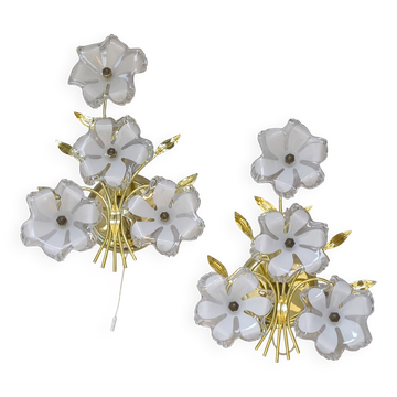 pair of floral wall lights from the 60s-70s