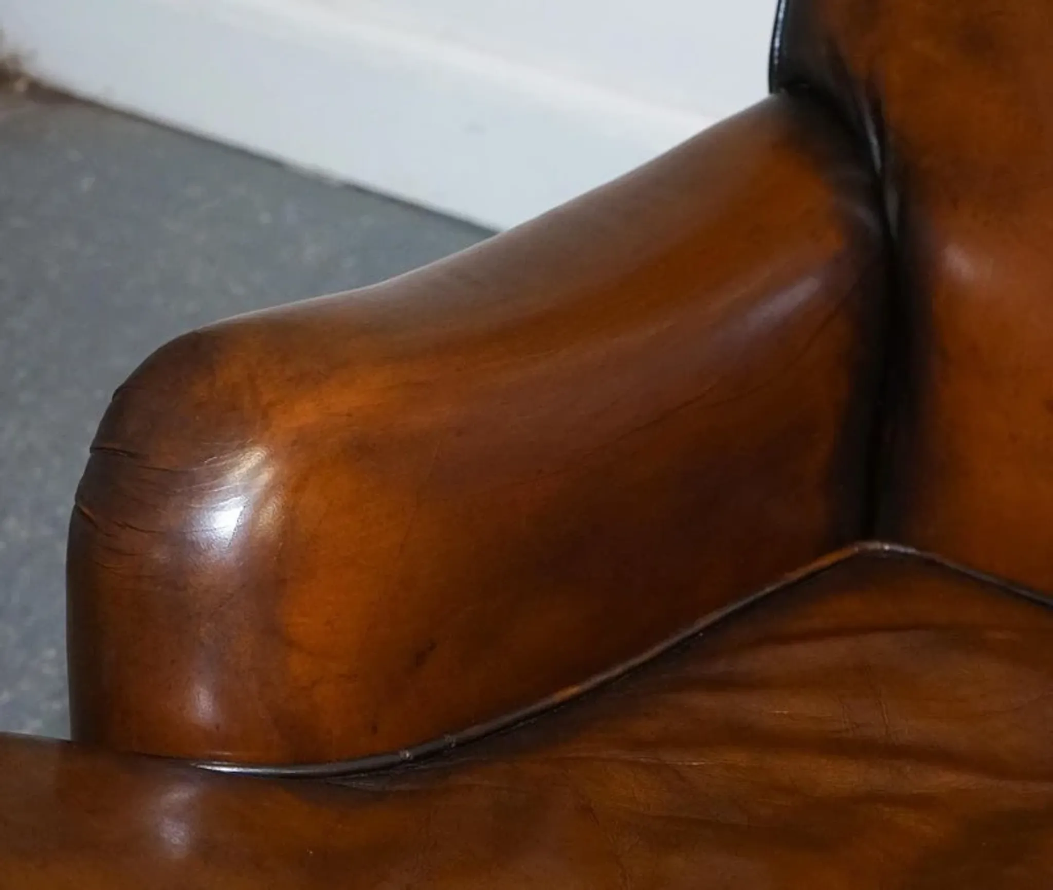Set of Hand-Dyed Leather Cigar Chairs